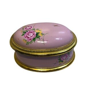 Vintage Lined Trinket Box Made In Japan, Lined Pink Floral